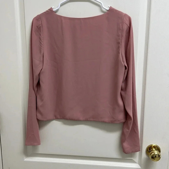 Aritzia Babaton Murphy Long Sleeve V-Neck Blouse  | Size XS Dusty Pink - Picture 4 of 7